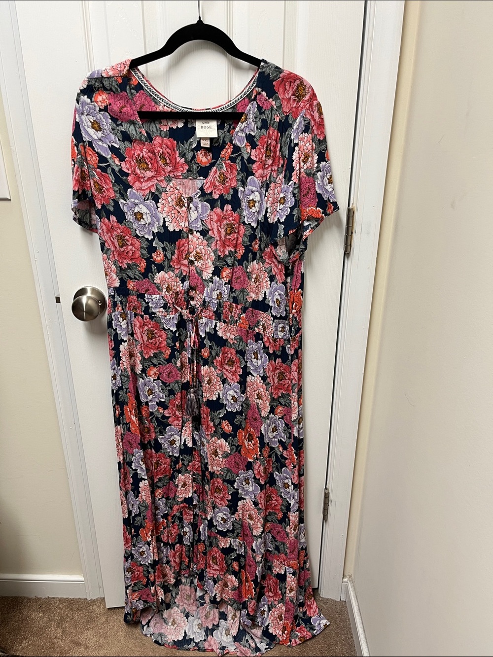 Knox Rose Navy Maxi Dress with Pink & Lavender Floral Print
